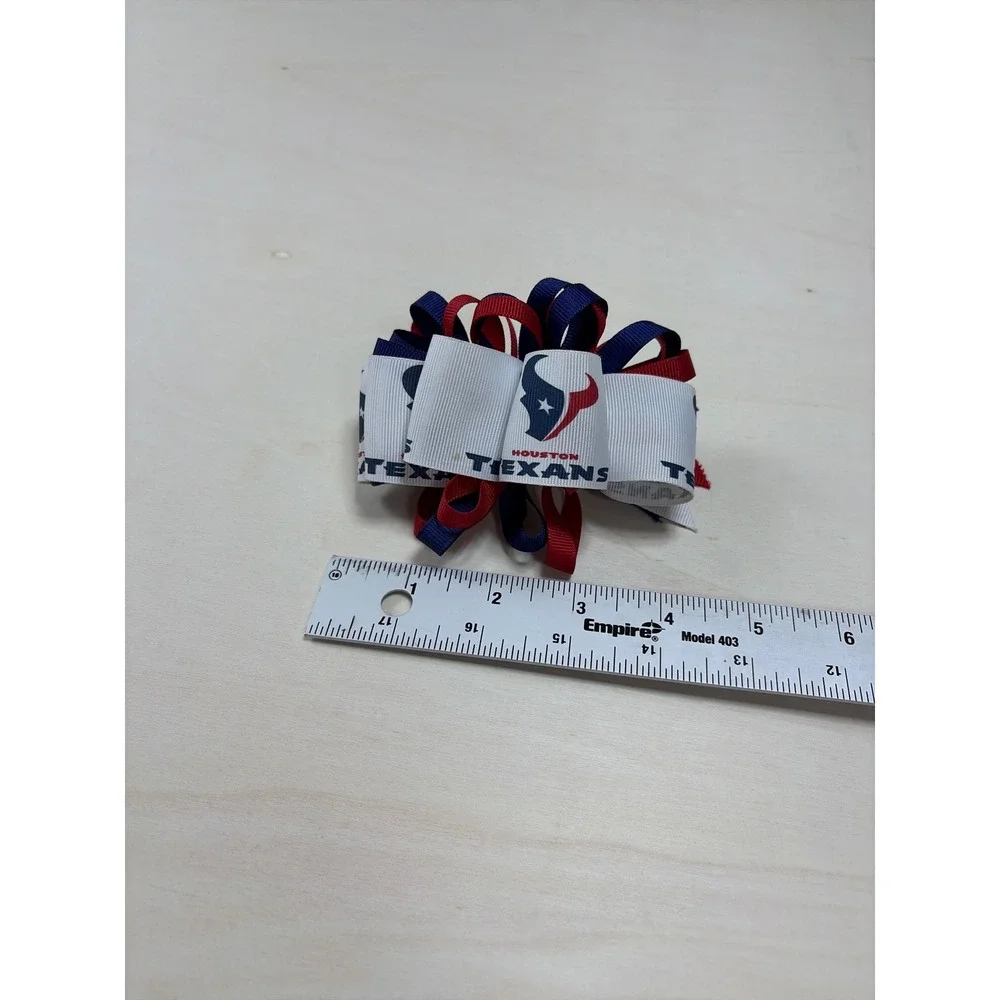 Houston Texans NFL Hair Bow Navy Blue Red White Grosgrain Ribbon Alligator Clip
